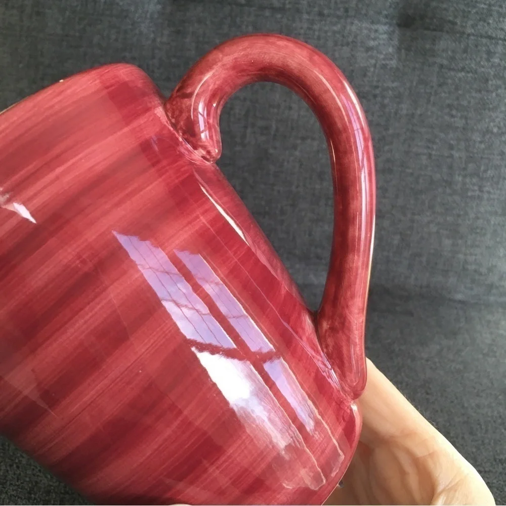 Festive, Colorful, Red Striped Ceramic Mug, 12 oz